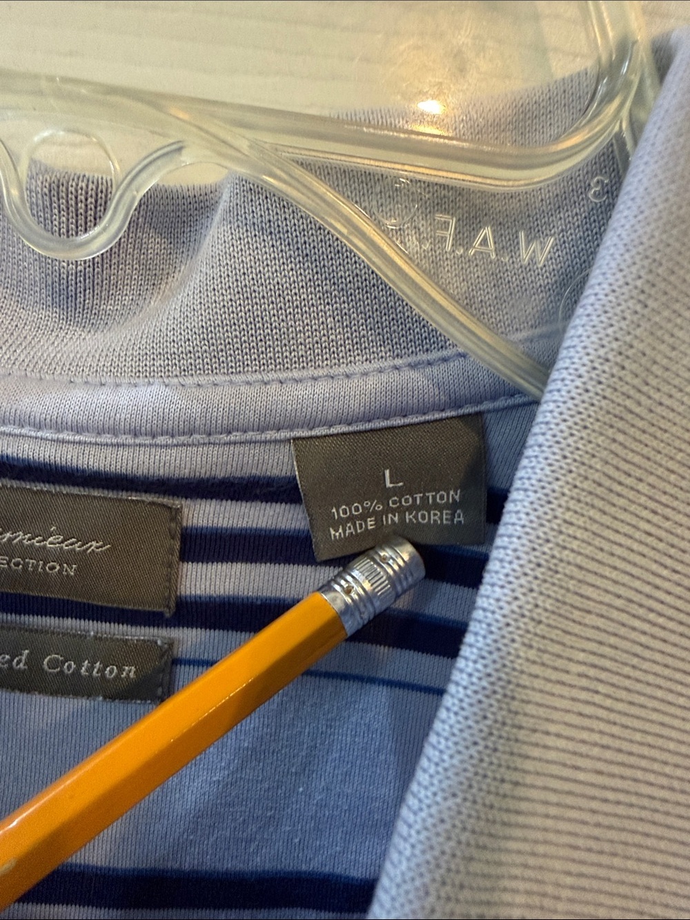Daniel Cremieux Light Blue Polo with Navy Stripes - Picture 3 of 6